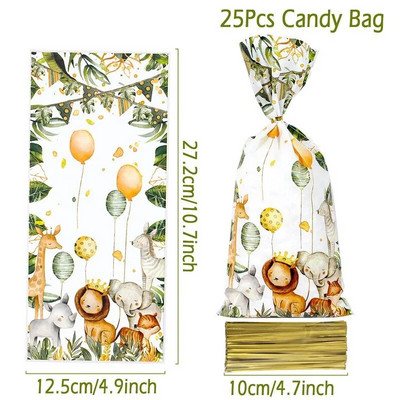 25/50/100db Rajzfilm dinoszaurusz PVC ajándéktasakok cukorka süti csomagoló táska dzsungel dinoszaurusz hableány pillangó születésnapi parti dekoráció