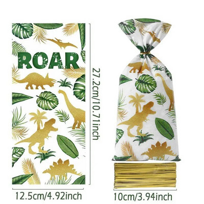 25/50/100db Rajzfilm dinoszaurusz PVC ajándéktasakok cukorka süti csomagoló táska dzsungel dinoszaurusz hableány pillangó születésnapi parti dekoráció