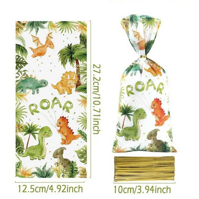25/50/100db Rajzfilm dinoszaurusz PVC ajándéktasakok cukorka süti csomagoló táska dzsungel dinoszaurusz hableány pillangó születésnapi parti dekoráció