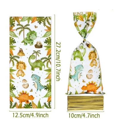 25/50/100db Rajzfilm dinoszaurusz PVC ajándéktasakok cukorka süti csomagoló táska dzsungel dinoszaurusz hableány pillangó születésnapi parti dekoráció
