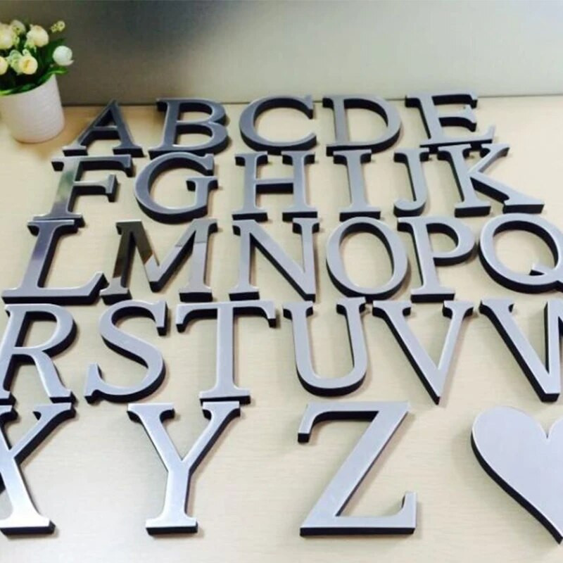 Engleska slova Akrilno ogledalo Zidna naljepnica za DIY kućni zidni natpis Umjetnički mural poster Domaća svadba Ime Zidni ukras
