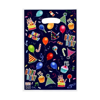20Pcs цветни пластмасови подаръци Честит рожден ден Опаковъчна чанта Candy Cookie Tote чанти за детски рожден ден Baby Shower Party Favor Bags