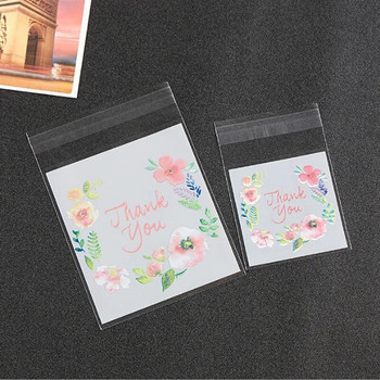 100 τμχ Πλαστικές σακούλες Ευχαριστούμε Cookie Candy Bag Αυτοκόλλητη για Γάμο Γενέθλια Τσάντα Δώρου Μπισκότο Μπισκότο Τσάντα συσκευασίας