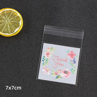 100db műanyag zacskók köszönöm süti cukorka táska öntapadó esküvői születésnapi partihoz ajándék táska keksz sütő csomagoló táska