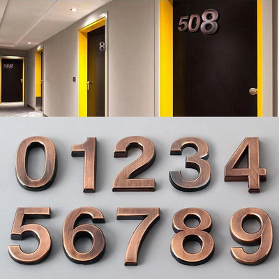 1 ΤΕΜ. 3D Αριθμός Πλάκα Πόρτας Συρτάρι Συρτάρι επιμετάλλωσης Πύλης Ψηφία 0 έως 9 Πλαστικός αριθμός Ετικέτα ξενοδοχείου Αυτοκόλλητο σπιτιού Ετικέτα διεύθυνσης πόρτας