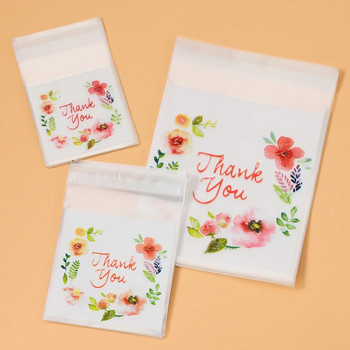 100 τμχ Ευχαριστούμε αυτοκόλλητες τσάντες Διάφανες πλαστικές συσκευασίες μπισκότων για διακόσμηση γαμήλιων πάρτι Θήκες συσκευασίας δώρων DIY