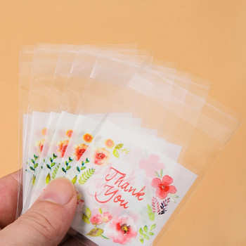 100 τμχ Ευχαριστούμε αυτοκόλλητες τσάντες Διάφανες πλαστικές συσκευασίες μπισκότων για διακόσμηση γαμήλιων πάρτι Θήκες συσκευασίας δώρων DIY