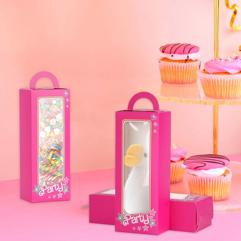 6 vnt rožinės spalvos lagaminų dovanų dėžutės su gimtadieniu vakarėlio puošmena vaikams mergaitėms saldainių sausainių pakavimo dėžutė 1-ojo gimtadienio reikmenys
