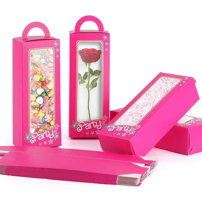 6 vnt rožinės spalvos lagaminų dovanų dėžutės su gimtadieniu vakarėlio puošmena vaikams mergaitėms saldainių sausainių pakavimo dėžutė 1-ojo gimtadienio reikmenys
