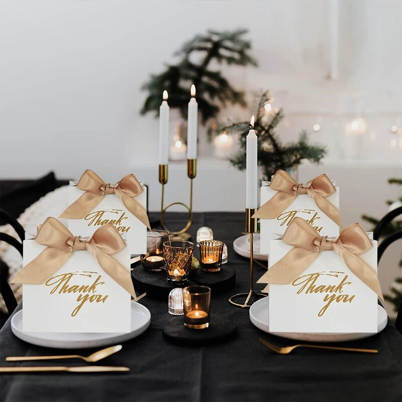 5/10 vnt. padėkos saldainių dėžutė su kaspinu, mažas dovanų pakavimo maišelis Kalėdų vestuvių kūdikių vakarėliui gimtadienio dovana svečiams