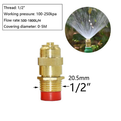 Žalvarinis rūko purkštuvas su 1/4" 1/2" sriegiu reguliuojamu rūko purškimo antgaliu sodo laistymo laistymui