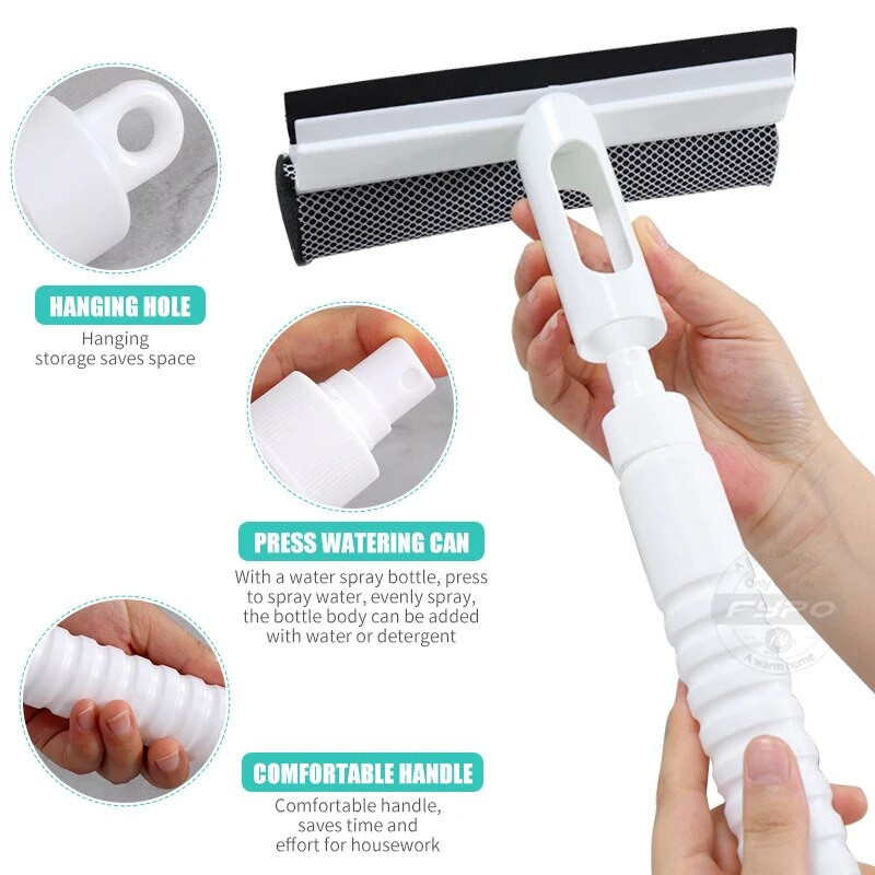 Aknapuhastushari Kahepoolne Lahti võetav varras Aknapuhastus Mop Klaasi kaabitsa puhasti veepihustuspudeli puhastustööriistaga