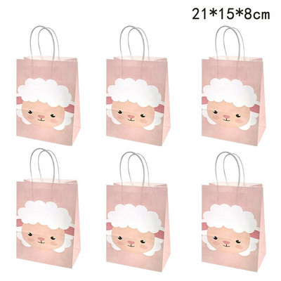 6PCS Kartonske vrećice za poklone sa životinjama na farmi Papirnate vrećice za pakiranje slatkiša i keksa za djecu Potrepštine za rođendanske zabave s temom životinja