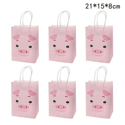 6PCS Kartonske vrećice za poklone sa životinjama na farmi Papirnate vrećice za pakiranje slatkiša i keksa za djecu Potrepštine za rođendanske zabave s temom životinja