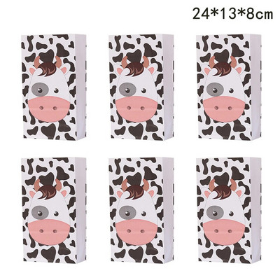 6PCS Kartonske vrećice za poklone sa životinjama na farmi Papirnate vrećice za pakiranje slatkiša i keksa za djecu Potrepštine za rođendanske zabave s temom životinja