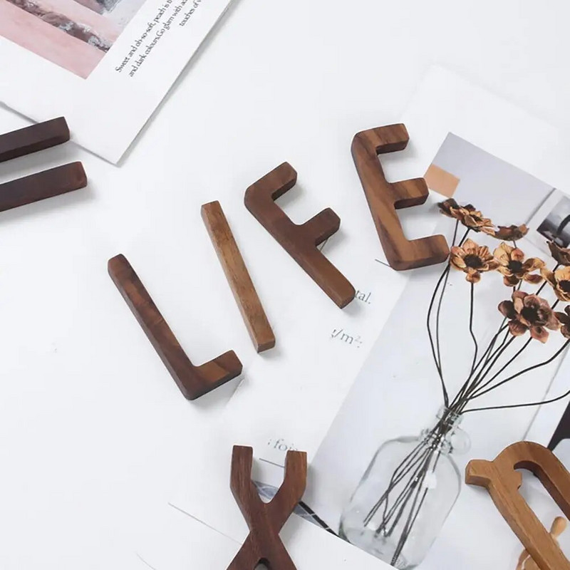 NOVO Nordijski stil Slovo od crnog oraha Ukrasna kombinacija slova Zidna dekoracija DIY Slovo Dekoracija doma Drvena abeceda