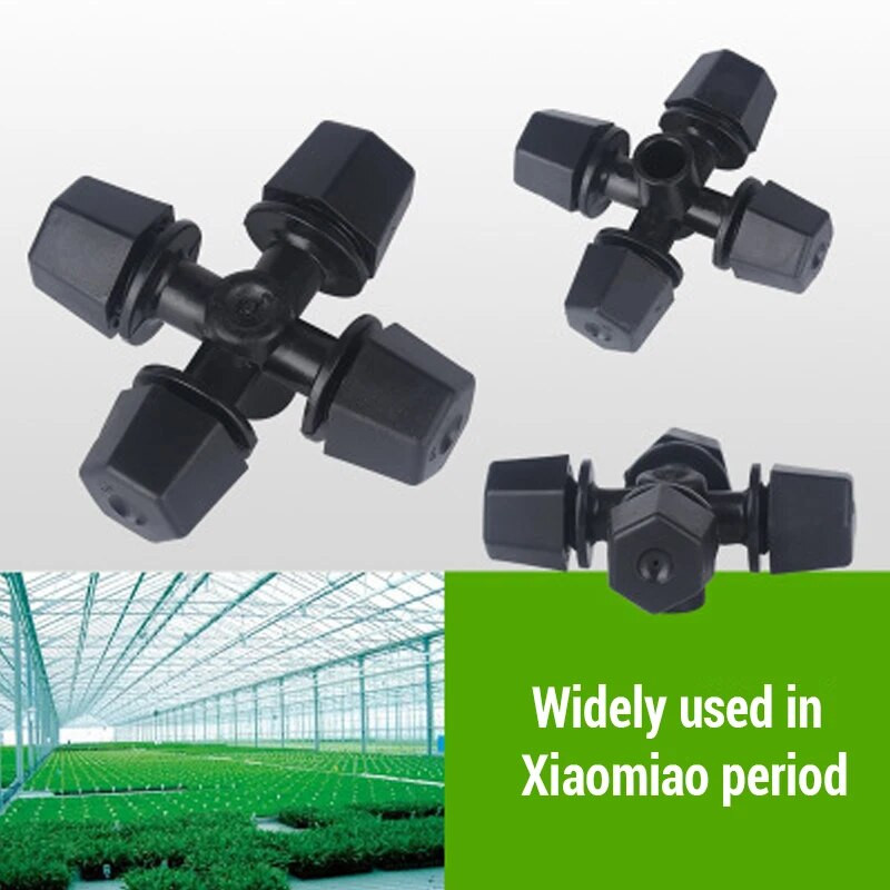 10 TK 6MM Black Cross udupihustusotsik tilkumisvastane seade Aia muru udutamine Niisutus Kastmine Pihustamine Kasvuhoone jahutus