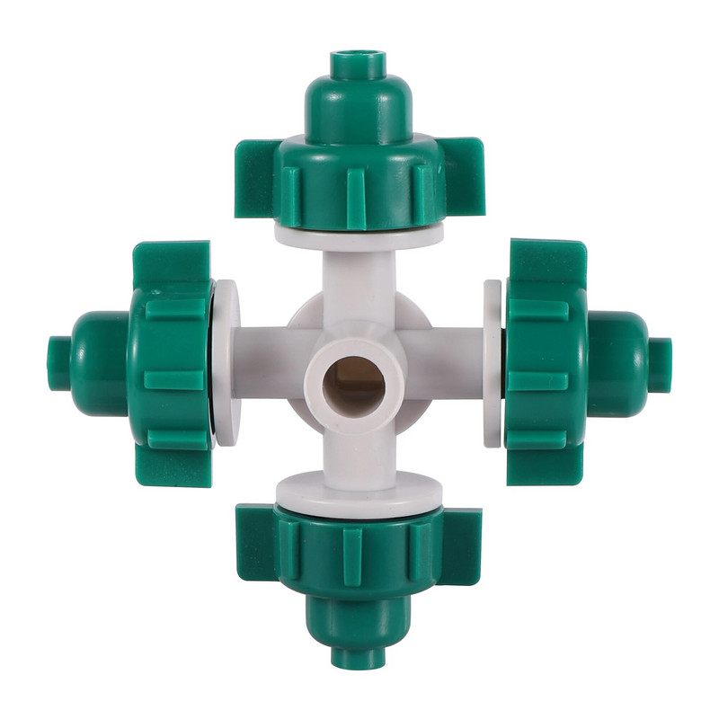 20 vnt. 4 krypčių kryžminio purškimo antgaliai kryžminio purkštuvo antgalis šiltnamio drėkinimo purkštuvas su 6 mm spygliuočio apsauga nuo lašėjimo