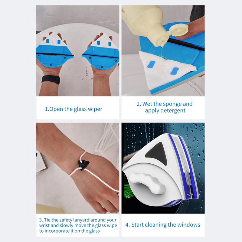 Magnetklaasihari Kahepoolne klaasipuhastushari akende puhastamiseks Magnetiliste akende puhastustööriist Paksus 3-8mm