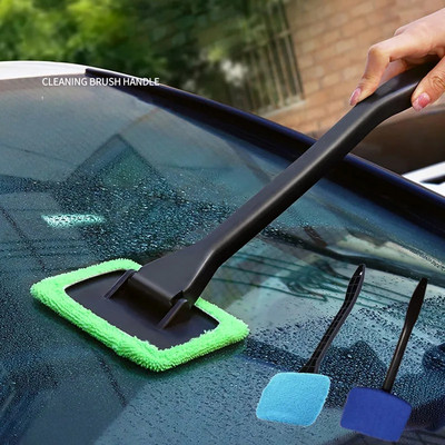 Четка за обезпотяване на предното стъкло на автомобила Отстраняване на прах Инструмент за почистване на автомобил Дълга дръжка Четки за почистване на домакински стъкла