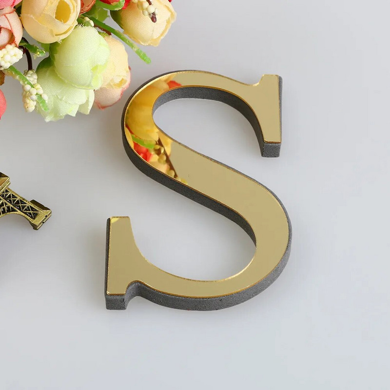 Uued 10cm/15cm 26 Inglise tähed isetehtud 3d peegel akrüül seinakleebised kleebised moodsa kodukaunistusega seina kuldse kunsti seinamaalingud