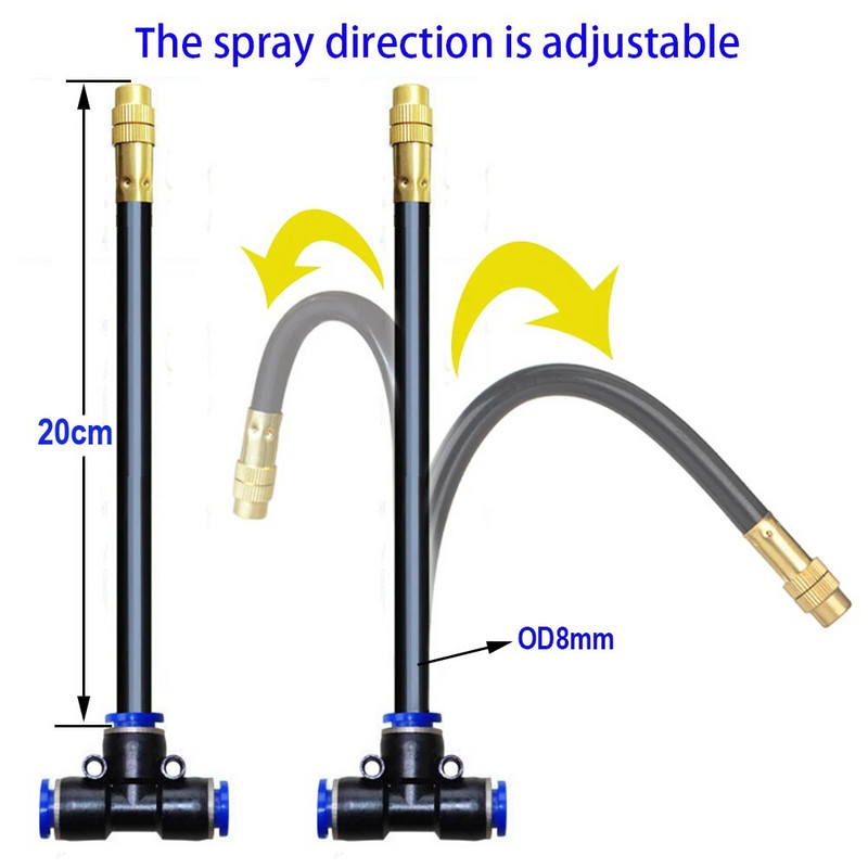Reguleeritavad 360° pöörlevad veepihustid 20 cm universaalne sprinkler 8 mm sirge tõukelukuga vuugi niisutamise pihusti