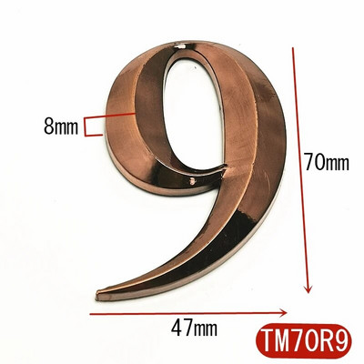 7CM 0-9 Moodne maja uksenumbri sildi kleebised 3D hotellikorteri ukse number ABS plastikust punasest vasest pronksist nimesilt