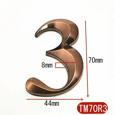 7CM 0-9 Moodne maja uksenumbri sildi kleebised 3D hotellikorteri ukse number ABS plastikust punasest vasest pronksist nimesilt
