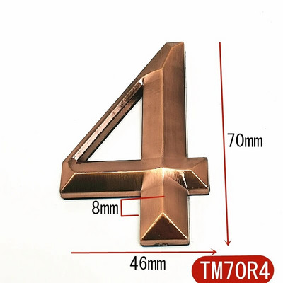 7CM 0-9 Moodne maja uksenumbri sildi kleebised 3D hotellikorteri ukse number ABS plastikust punasest vasest pronksist nimesilt