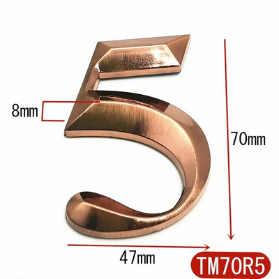 7CM 0-9 Moodne maja uksenumbri sildi kleebised 3D hotellikorteri ukse number ABS plastikust punasest vasest pronksist nimesilt