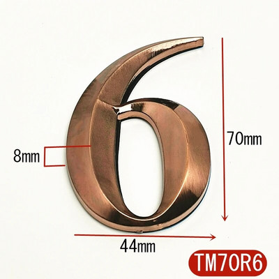 7CM 0-9 Moodne maja uksenumbri sildi kleebised 3D hotellikorteri ukse number ABS plastikust punasest vasest pronksist nimesilt