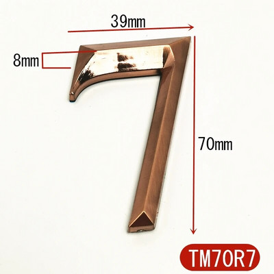 7CM 0-9 Moodne maja uksenumbri sildi kleebised 3D hotellikorteri ukse number ABS plastikust punasest vasest pronksist nimesilt