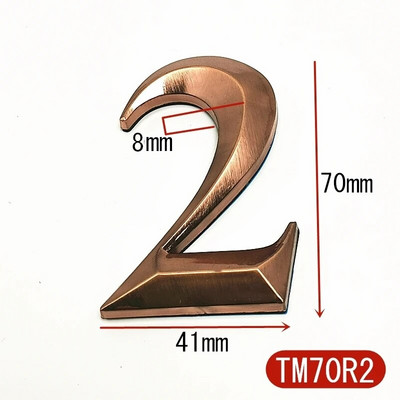 7CM 0-9 Moodne maja uksenumbri sildi kleebised 3D hotellikorteri ukse number ABS plastikust punasest vasest pronksist nimesilt