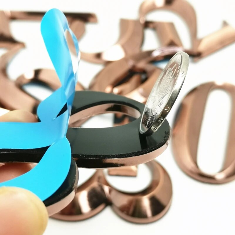 7CM 0-9 Moodne maja uksenumbri sildi kleebised 3D hotellikorteri ukse number ABS plastikust punasest vasest pronksist nimesilt