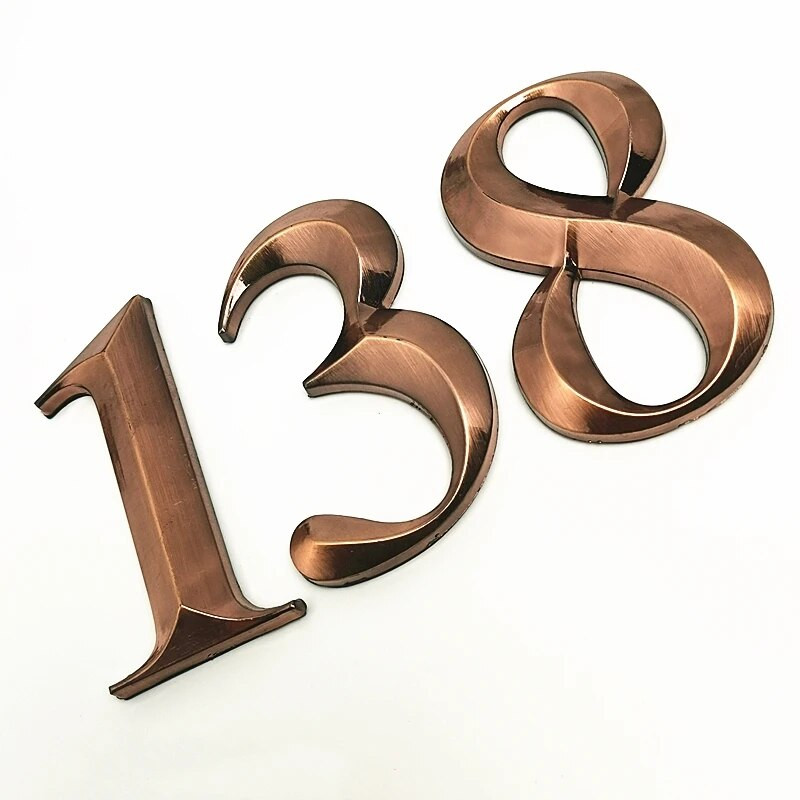 7CM 0-9 Moodne maja uksenumbri sildi kleebised 3D hotellikorteri ukse number ABS plastikust punasest vasest pronksist nimesilt