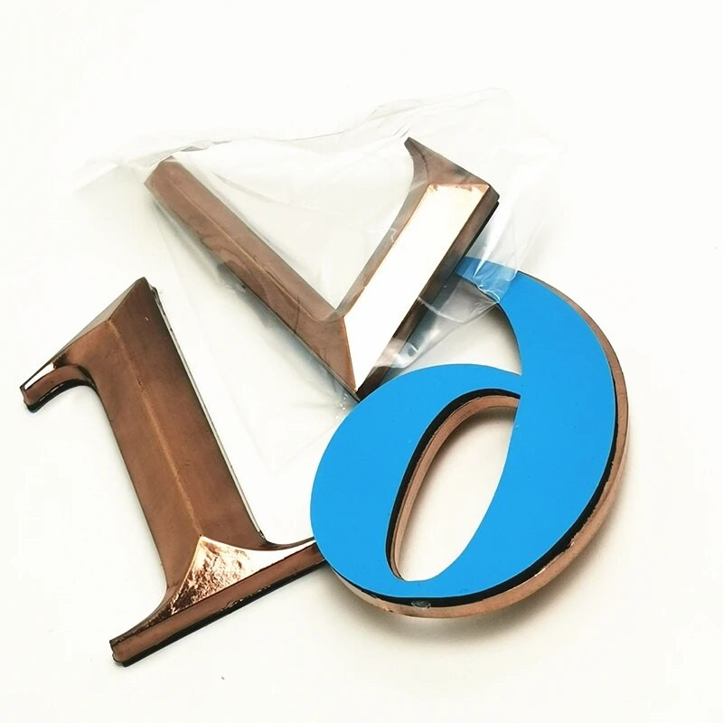 7CM 0-9 Moodne maja uksenumbri sildi kleebised 3D hotellikorteri ukse number ABS plastikust punasest vasest pronksist nimesilt