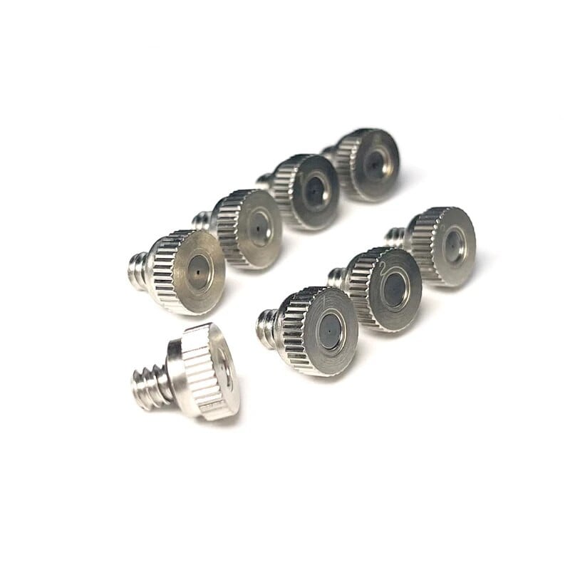 Cinkots misiņa miglošanas sprausla 10-24 UNC vītne 0,1 MM līdz 0,8 MM atvere dārza terases ūdens smidzinātājam 5 gab.