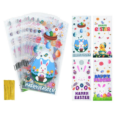 50 kom Uskršnja vrećica slatkiša Slatki zec Mrkva Pilići Prozirne poklon vrećice Poklon biskvita Zalogaj za pečenje Ambalaža Uskrsni dekor