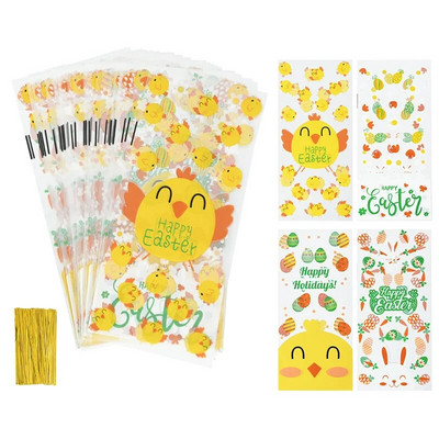 50 kom Uskršnja vrećica slatkiša Slatki zec Mrkva Pilići Prozirne poklon vrećice Poklon biskvita Zalogaj za pečenje Ambalaža Uskrsni dekor