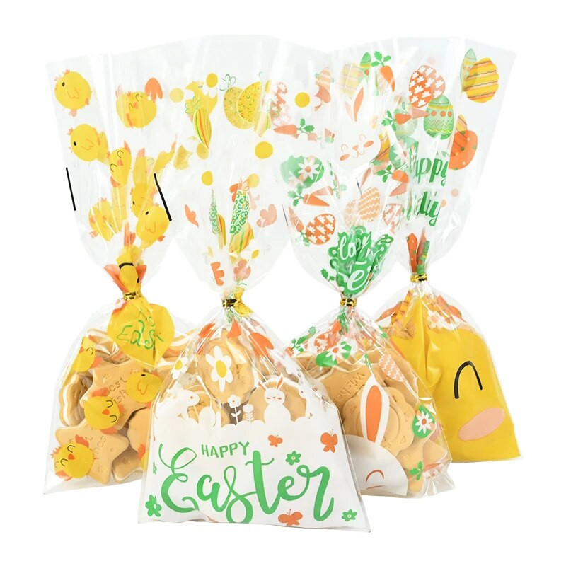 50 kom Uskršnja vrećica slatkiša Slatki zec Mrkva Pilići Prozirne poklon vrećice Poklon biskvita Zalogaj za pečenje Ambalaža Uskrsni dekor