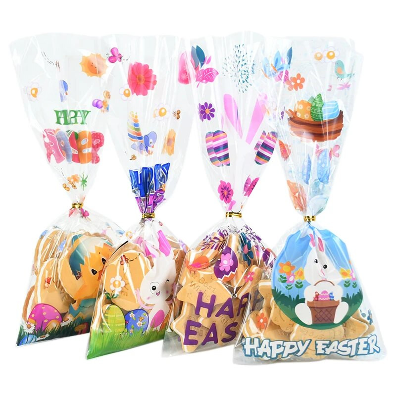 50 kom Uskršnja vrećica slatkiša Slatki zec Mrkva Pilići Prozirne poklon vrećice Poklon biskvita Zalogaj za pečenje Ambalaža Uskrsni dekor