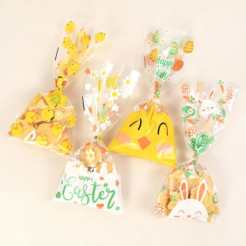 50 kom Uskršnja vrećica slatkiša Slatki zec Mrkva Pilići Prozirne poklon vrećice Poklon biskvita Zalogaj za pečenje Ambalaža Uskrsni dekor