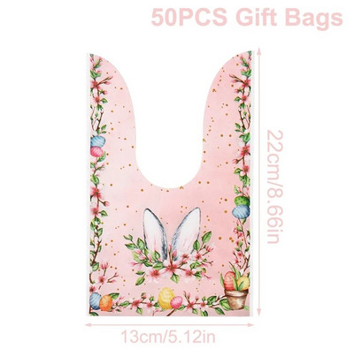 50kom Uskrsna vrećica za zečje uši Poklon za kolačiće i slatkiše Plastična vrećica Vrećica za pečenje Pakiranje za kekse Uskrsni ukrasi Uskrsni dar 2024.