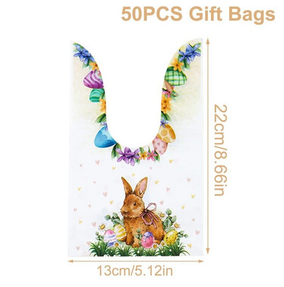 50kom Uskrsna vrećica za zečje uši Poklon za kolačiće i slatkiše Plastična vrećica Vrećica za pečenje Pakiranje za kekse Uskrsni ukrasi Uskrsni dar 2024.