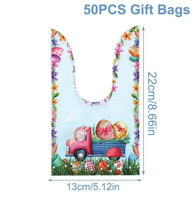 50kom Uskrsna vrećica za zečje uši Poklon za kolačiće i slatkiše Plastična vrećica Vrećica za pečenje Pakiranje za kekse Uskrsni ukrasi Uskrsni dar 2024.