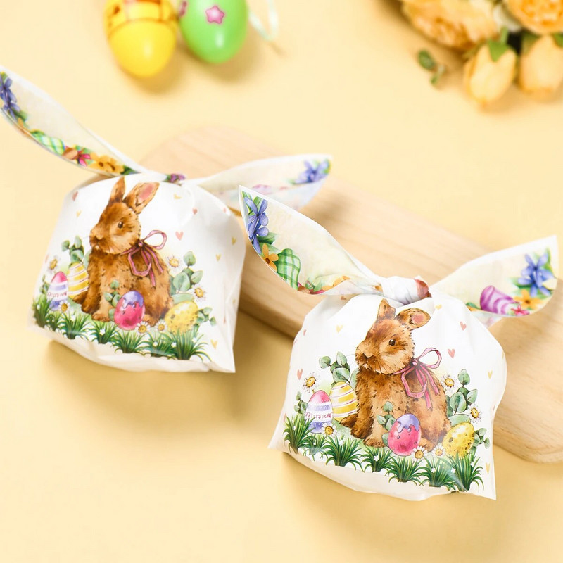 50kom Uskrsna vrećica za zečje uši Poklon za kolačiće i slatkiše Plastična vrećica Vrećica za pečenje Pakiranje za kekse Uskrsni ukrasi Uskrsni dar 2024.