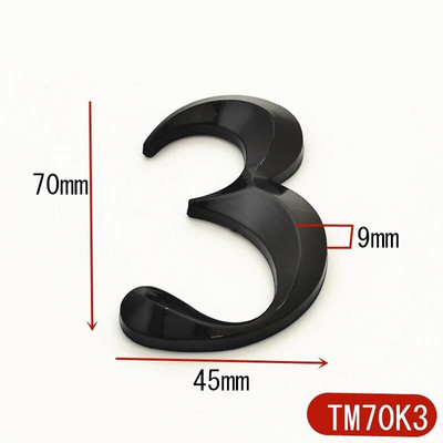 7cm must 3D isekleepuv kaasaegne uksenumbri tahvel Ukseplaadi number Maja number Hotelli aadressi numbrid kleebismärk plastik