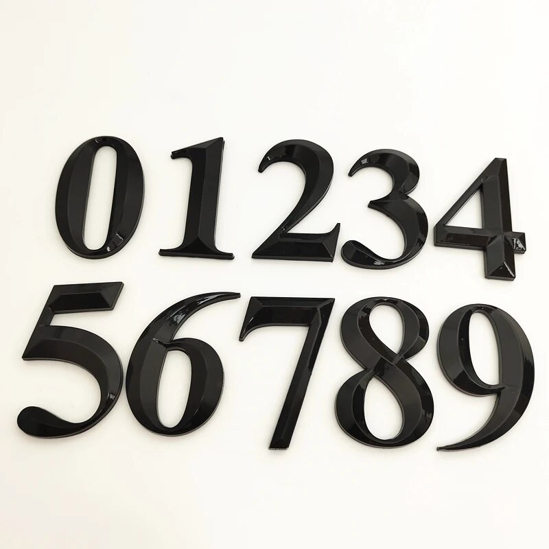 7cm must 3D isekleepuv kaasaegne uksenumbri tahvel Ukseplaadi number Maja number Hotelli aadressi numbrid kleebismärk plastik