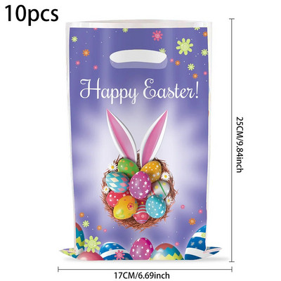 10 tk Armsad lihavõttepühade plastikust kandekotid lihavõttepühade maiuspalade kinkekotid munajahi jaoks lihavõttepühade laste peotarvikud
