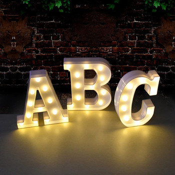 Буква от азбука LED светлини Светеща лампа с номера Декор Батерия Нощна лампа за дома Сватба Рожден ден Коледно парти Декорация